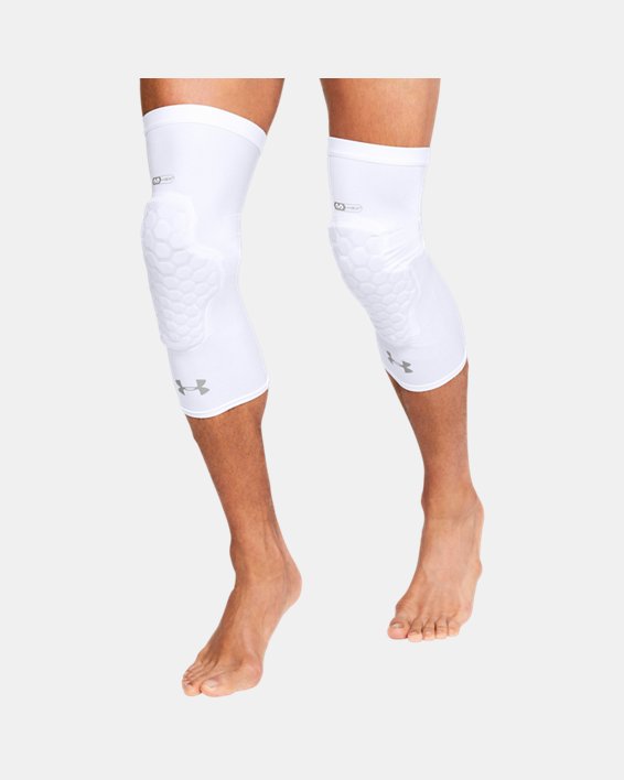 Men's UA Gameday Armour Pro Padded Leg Sleeves, White, pdpMainDesktop image number 1